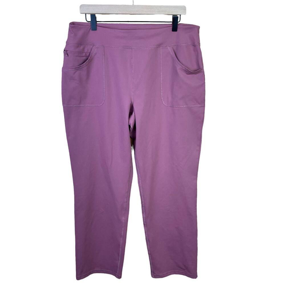 Lands End Womens Large Purple Stright Leg Leggings Pockets Stretch Pull-on